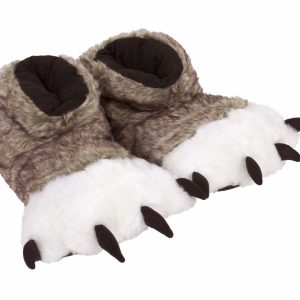 Cozy Brown Wolf Paw Slippers - Perfect Gift for Halloween, Christmas, Valentine