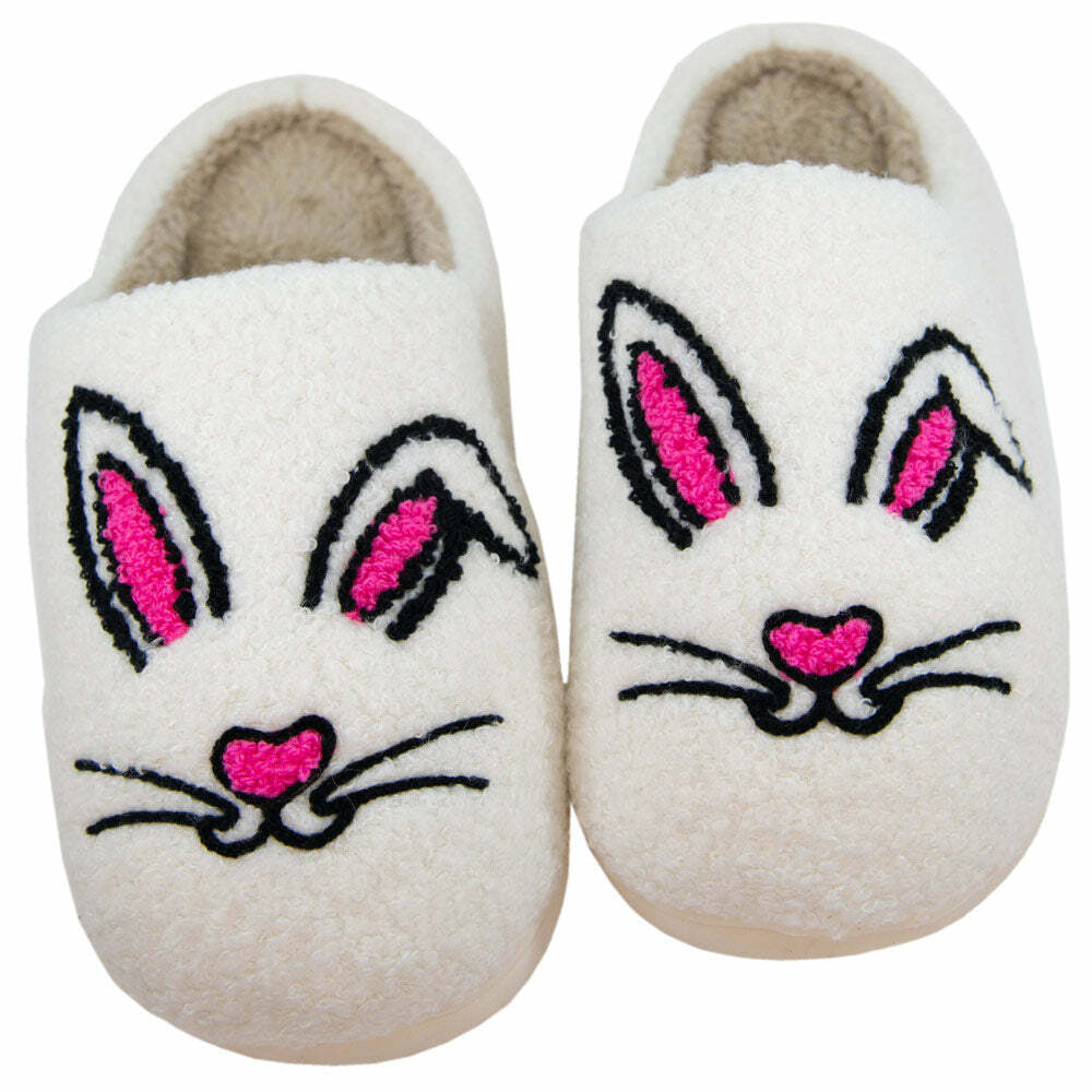 Cozy Bunny Face Fuzzy Slippers - Perfect Gift for Halloween, Christmas, Valentine