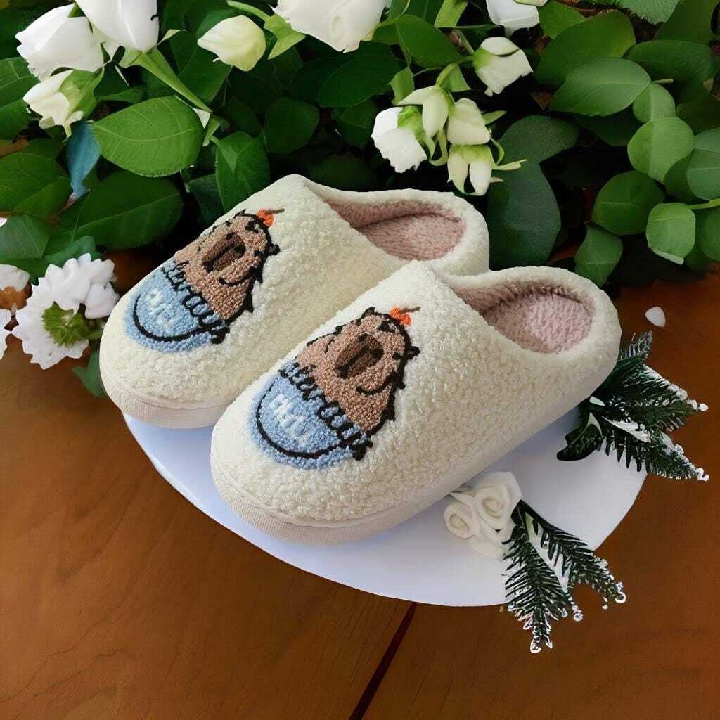 Cozy Cartoon Animal Winter Slippers for Couples, Thick Sole Warm Gift for Holidays