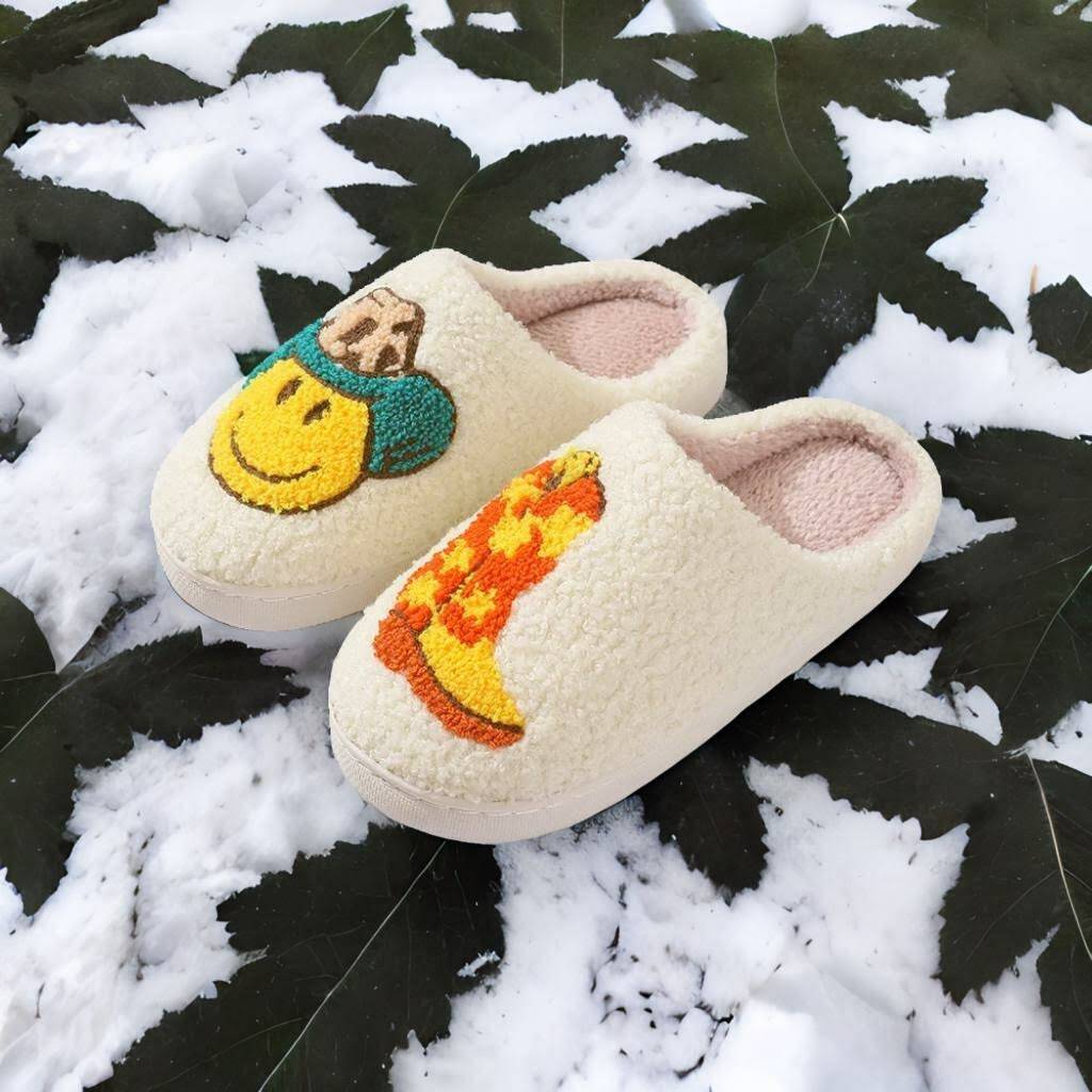 Cozy Cartoon Denim Winter Slippers for Couples - Thick-Soled Cotton Gift for Holidays