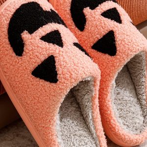 Cozy Cartoon Pumpkin Slippers for Women - Soft Cotton Indoor Shoes, Perfect Holiday Gift