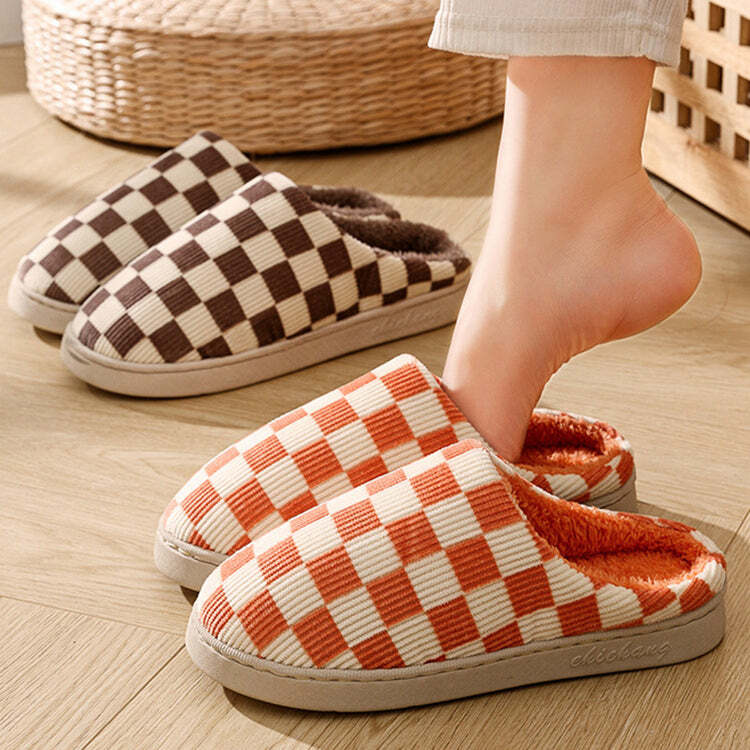 Cozy Chequered Slippers - Perfect Gift for Loved OnesHoliday Season