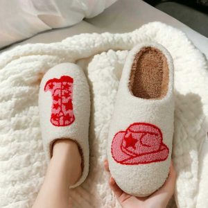 Cozy Cowboy Smiley Face Slippers for Men and Women - Perfect Holiday Gift for Loved Ones