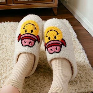 Cozy Cowboy Smiley Face Slippers for Men and Women - Perfect Holiday Gift for Loved Ones