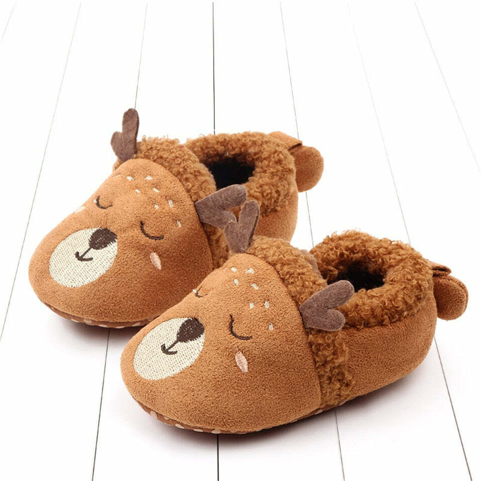 Cozy Deer Baby Slippers - Perfect Holiday Gift for Halloween, Christmas, Valentine