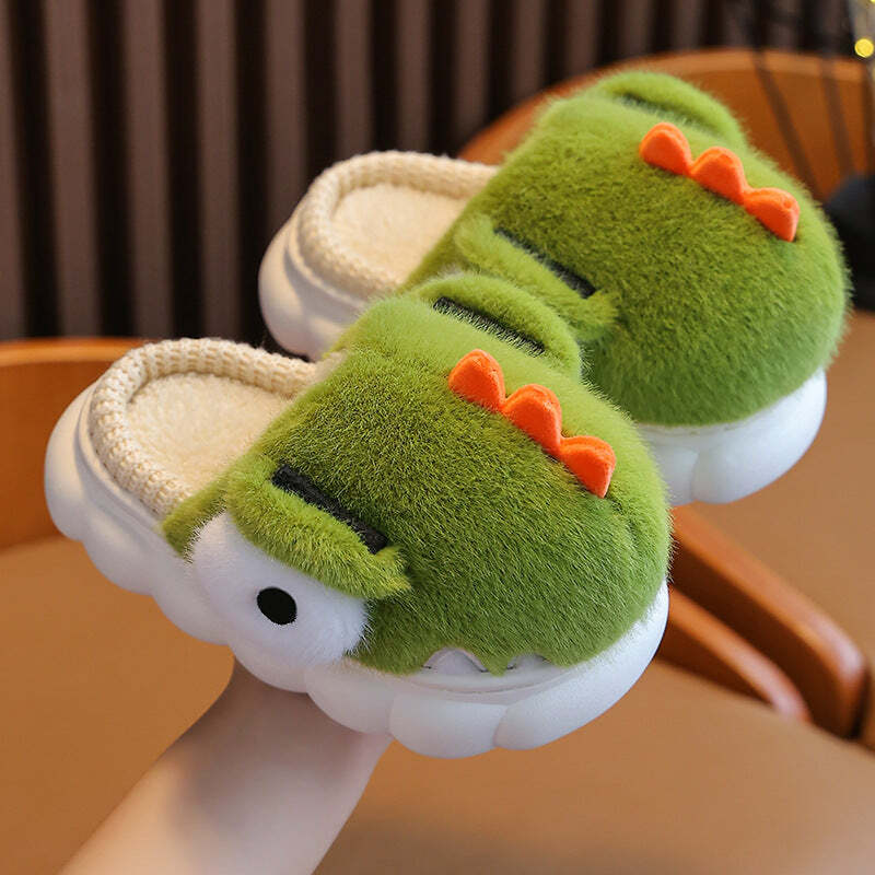 Cozy Fluffy Dinosaur Slippers - Perfect Gift for Halloween, Christmas, Valentine