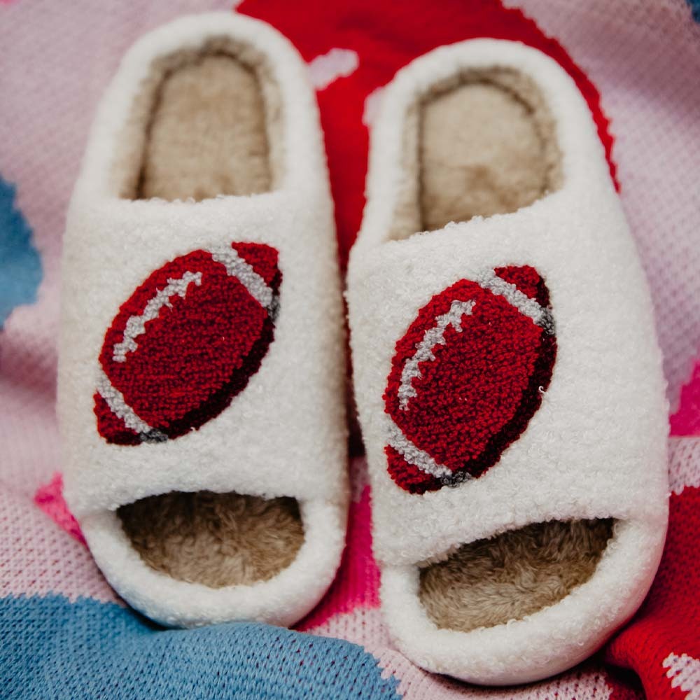 Cozy Football Fuzzy Open-Toed Slippers - Perfect Gift for Halloween, Christmas, Valentine