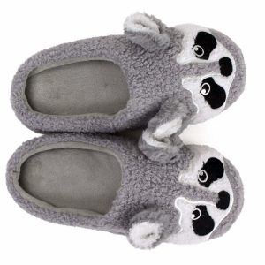 Cozy Gray Raccoon Slippers - Perfect Gift for Halloween, Christmas, Valentine