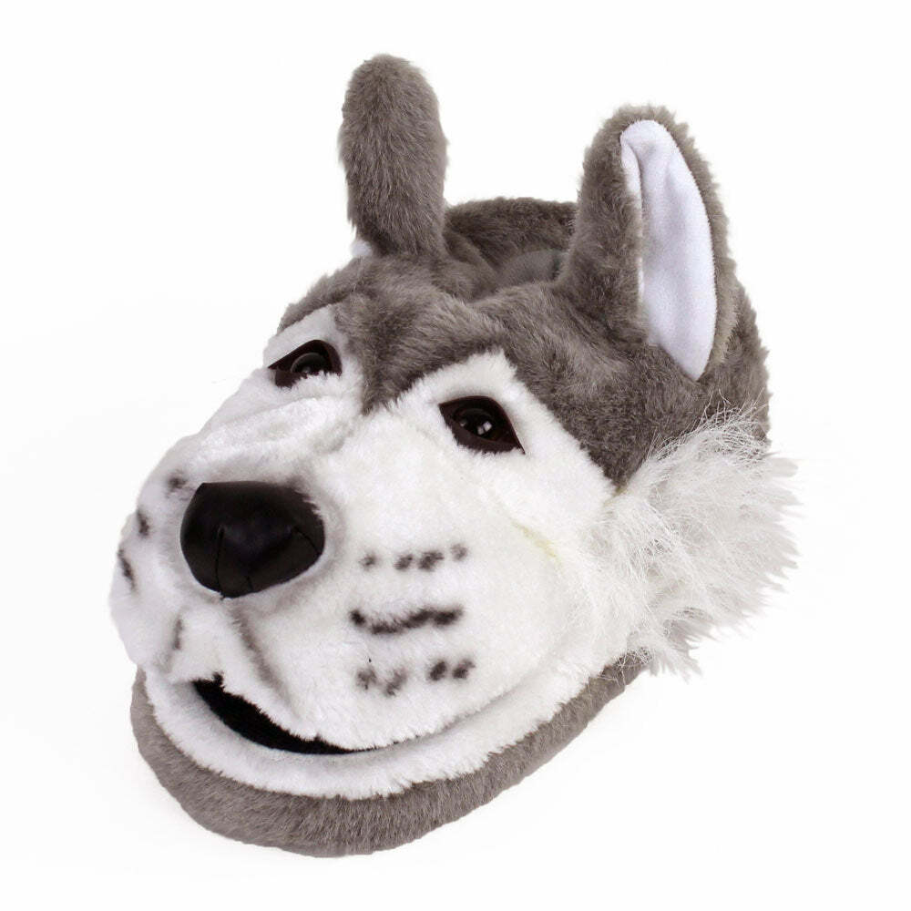 Cozy Gray Wolf Animal Slippers - Perfect Gift for Halloween, Christmas, Valentine