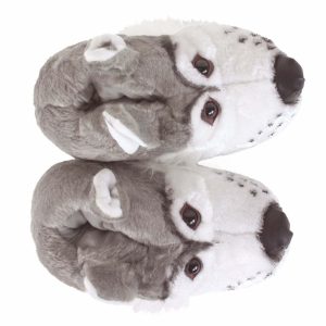 Cozy Gray Wolf Head Slippers - Perfect Gift for Halloween, Christmas, Valentine