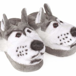 Cozy Gray Wolf Head Slippers - Perfect Gift for Halloween, Christmas, Valentine