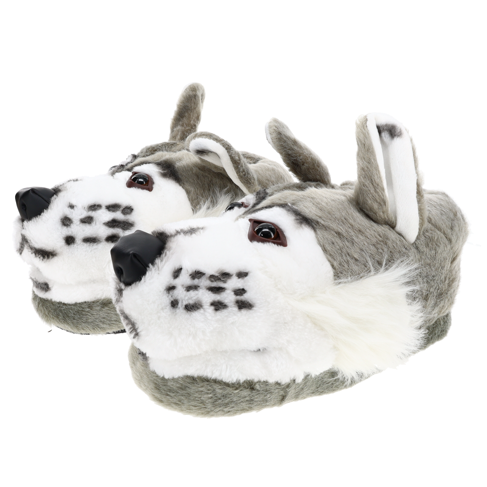 Cozy Gray Wolf Slippers - Perfect Gift for Halloween, Christmas, Valentine