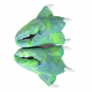 Cozy Green Dinosaur Feet Slippers - Perfect Gift for Halloween, Christmas, Valentine