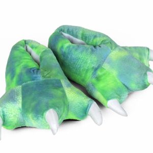 Cozy Green Dinosaur Feet Slippers - Perfect Gift for Halloween, Christmas, Valentine