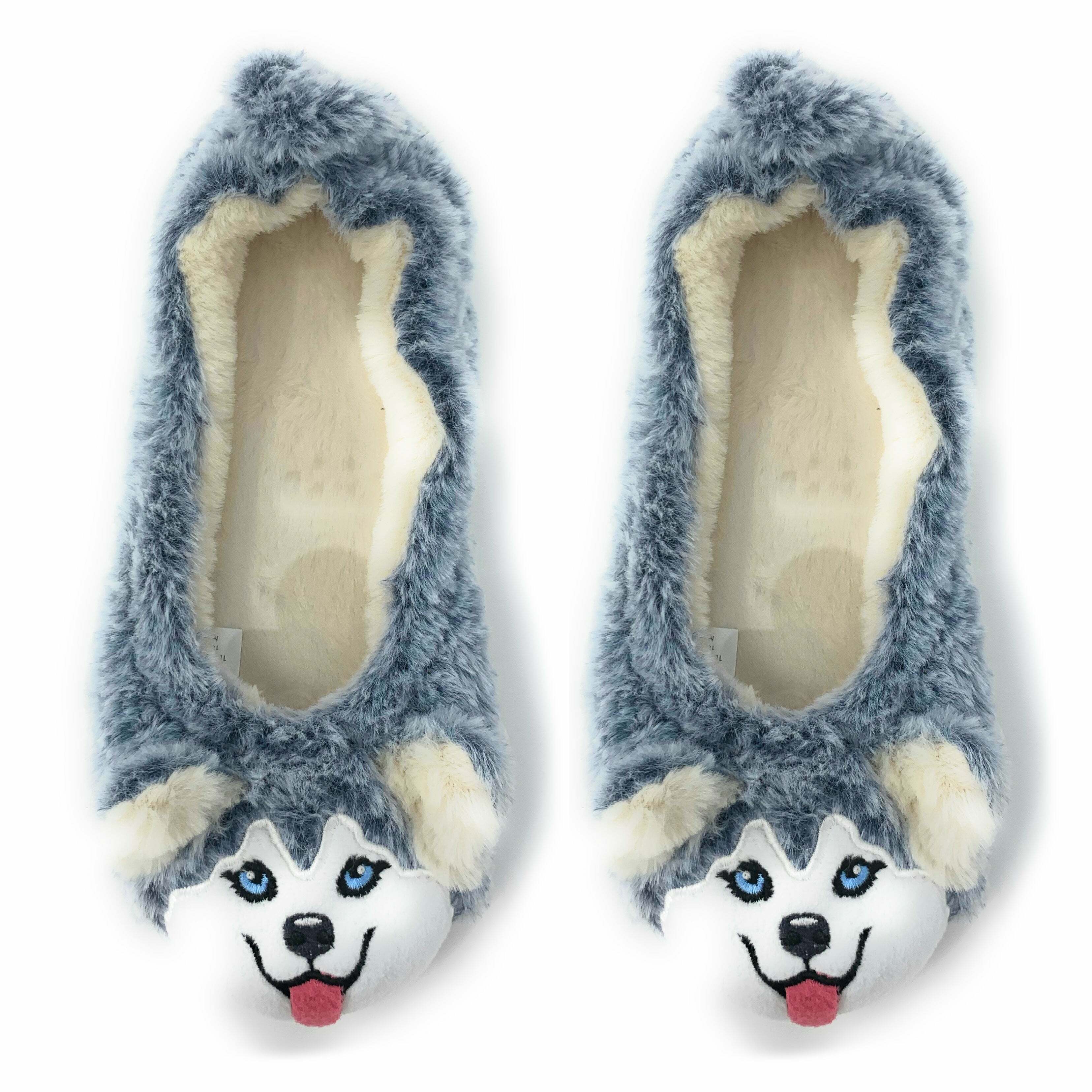 Cozy Husky Plush Slippers - Perfect Gift for Halloween, Christmas, Valentine