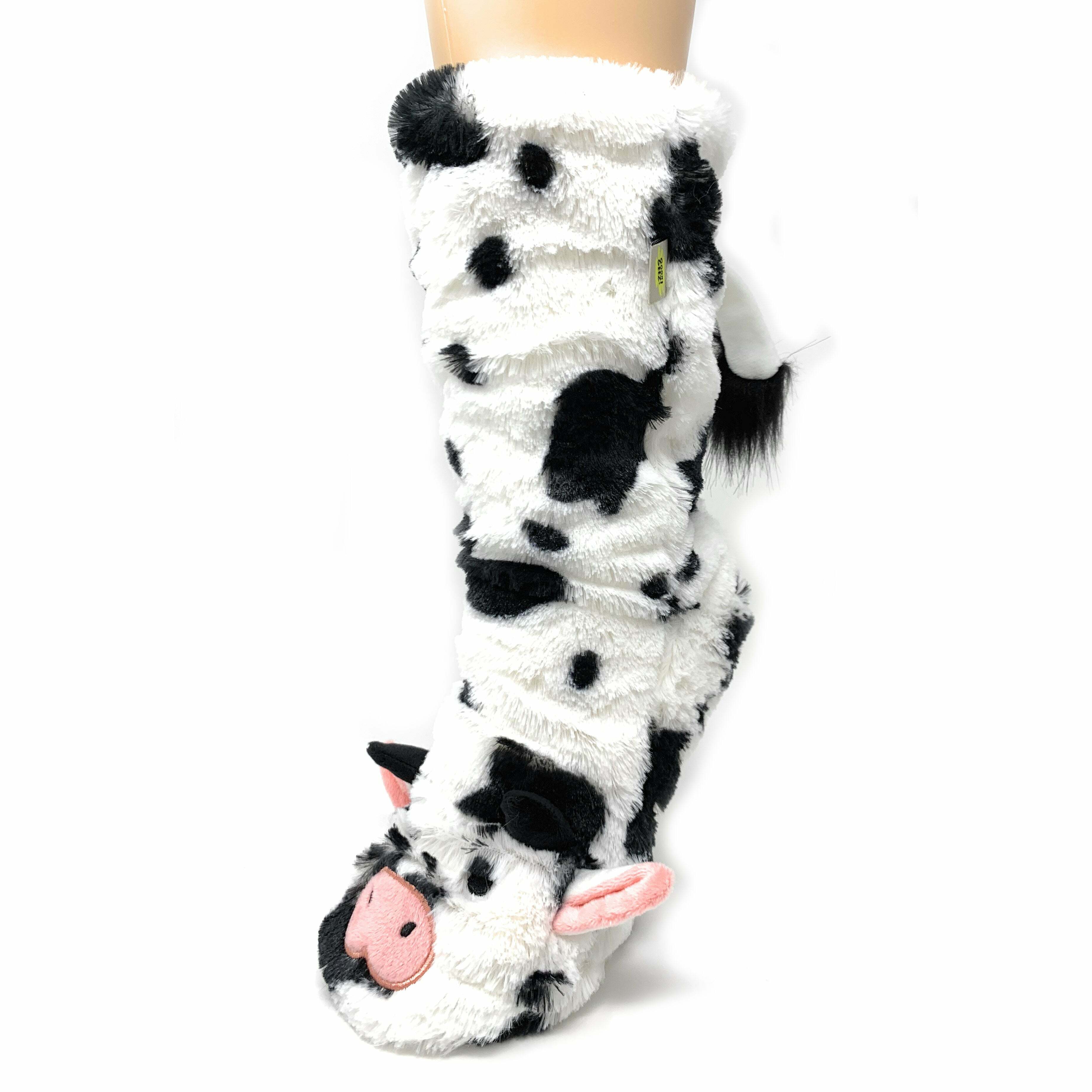 Cozy Moo Moo Plush Slipper Socks - Perfect Gift for Halloween, Christmas, Valentine