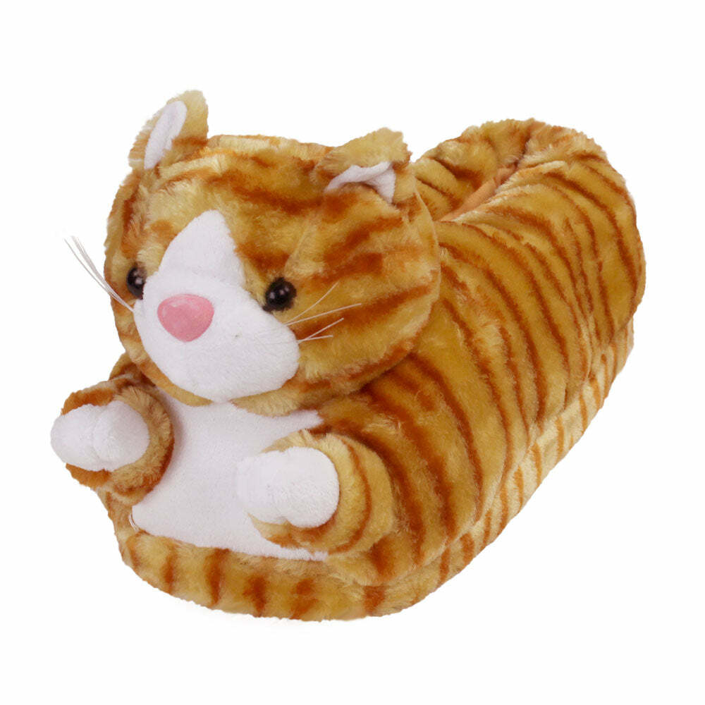 Cozy Orange Tabby Cat Slippers - Perfect Gift for Halloween, Christmas, Valentine