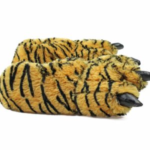 Cozy Orange Tiger Paw Slippers - Perfect Gift for Halloween, Christmas, Valentine