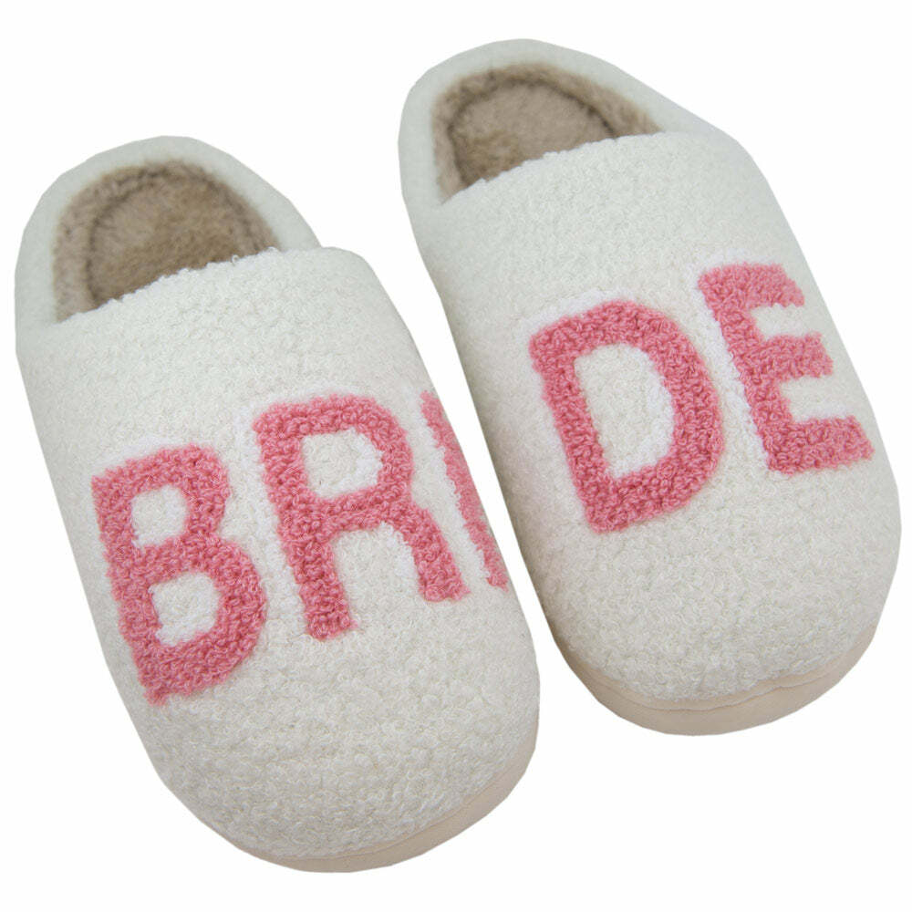 Cozy Pink Fuzzy Slippers for Brides - Perfect Gifts like Christmas and Valentine