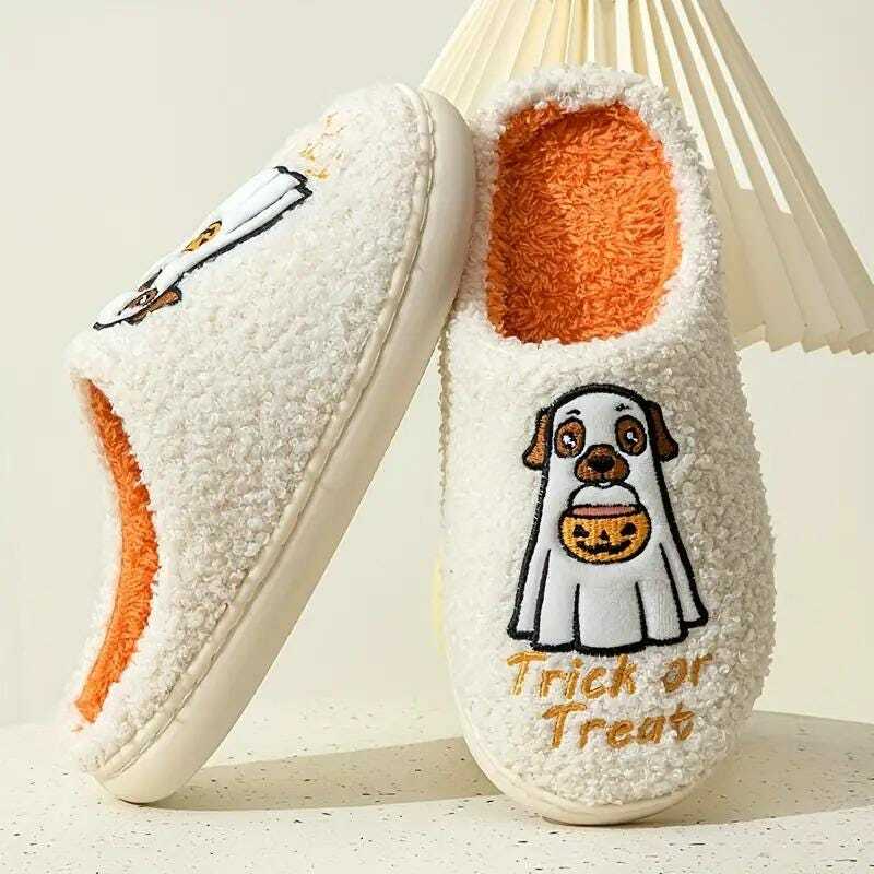 Cozy Pumpkin Dog Slippers for Women - Perfect Gift for Halloween, Christmas, and Fall Seasons