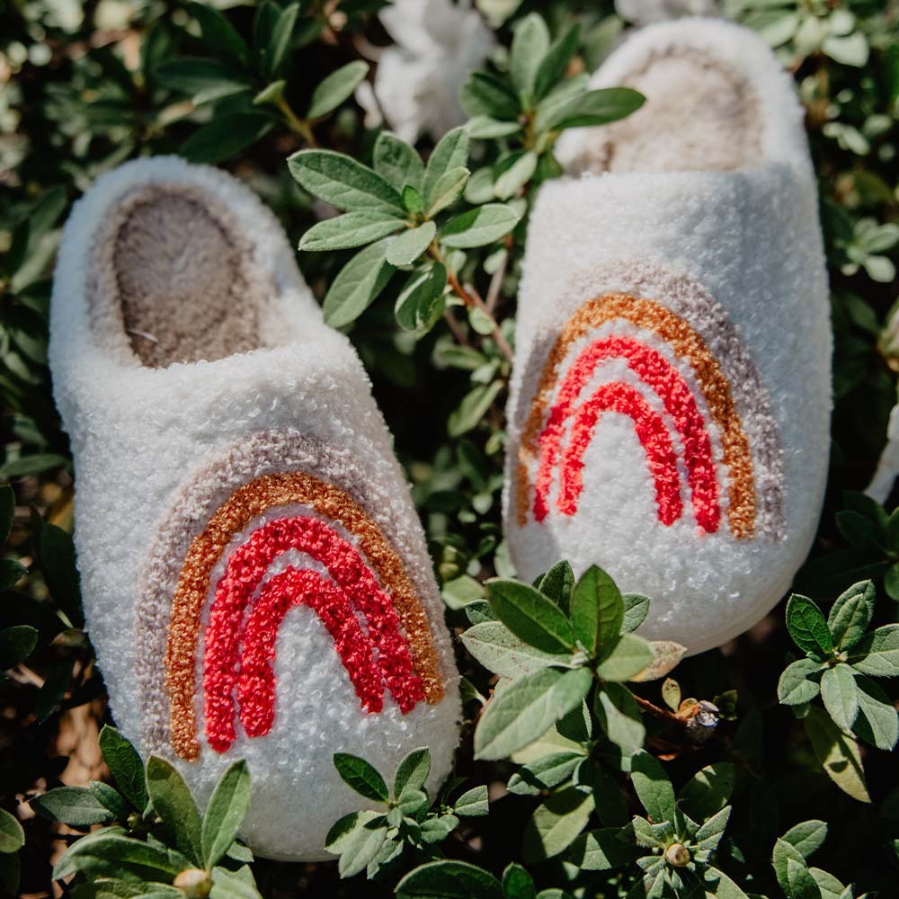 Cozy Rainbow Fuzzy Slippers for Women - Perfect Holiday Gift for Halloween, Christmas, Valentine