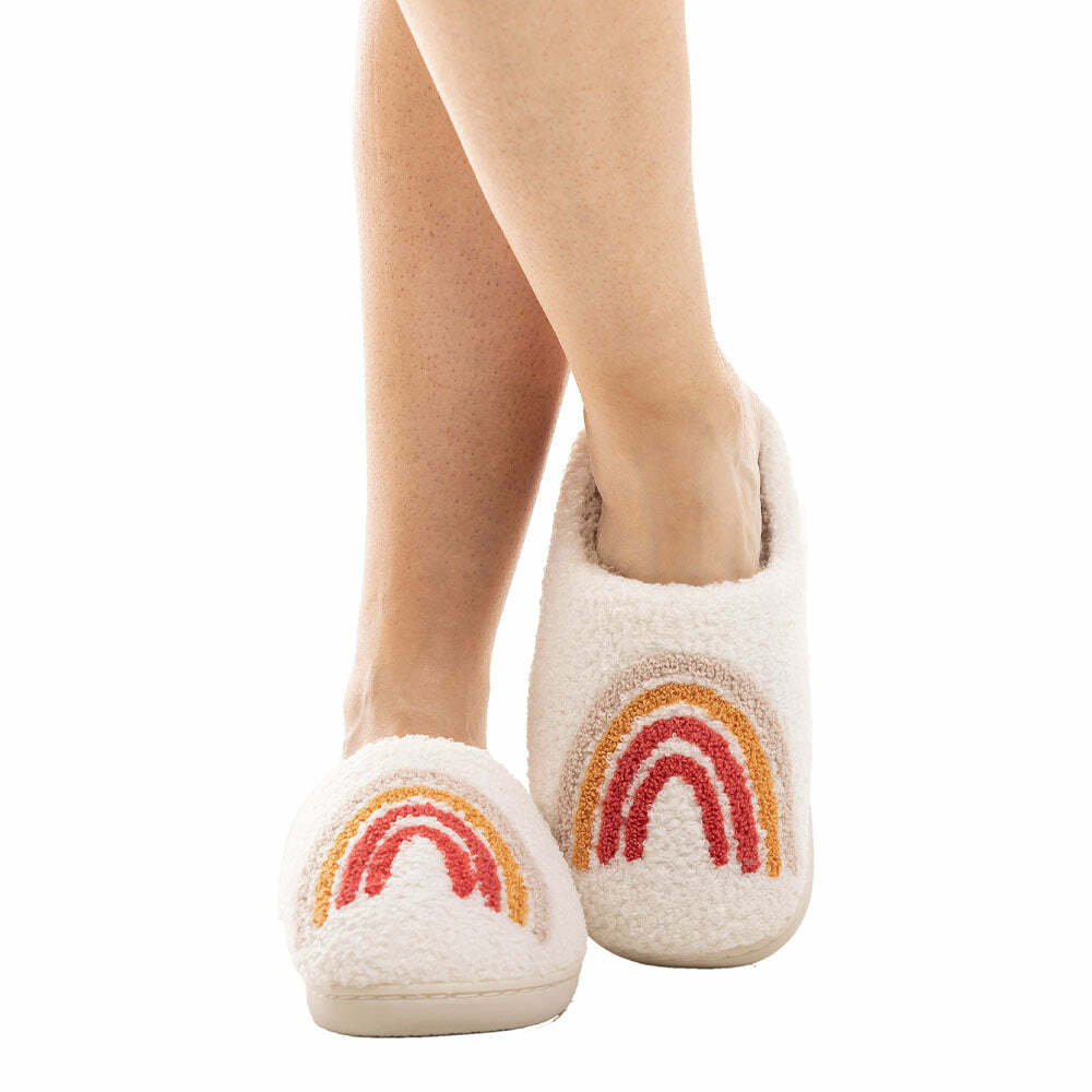 Cozy Rainbow Fuzzy Slippers for Women - Perfect Holiday Gift for Halloween, Christmas, Valentine