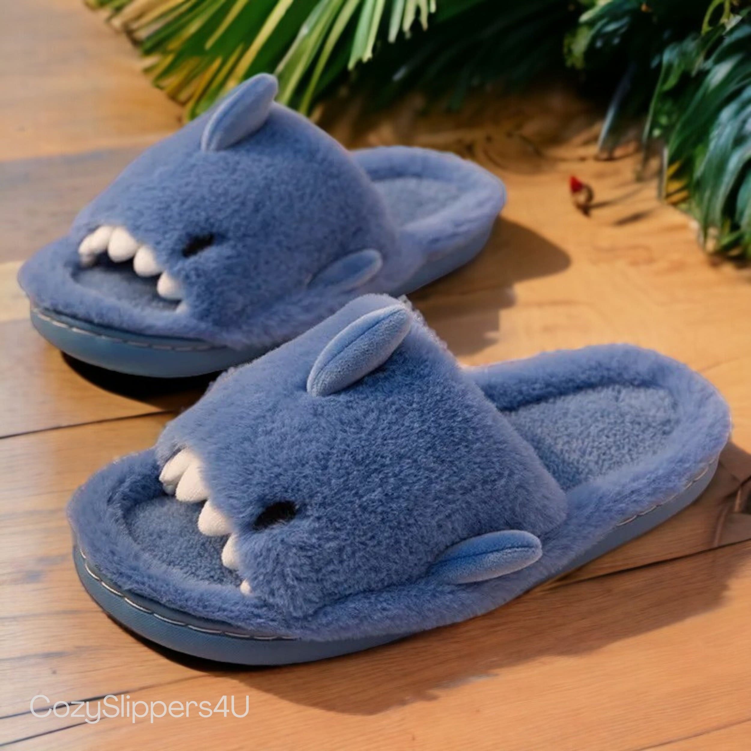 Cozy Shark Slippers with Rubber Sole - Cute and Funny Slides, Perfect Gifts