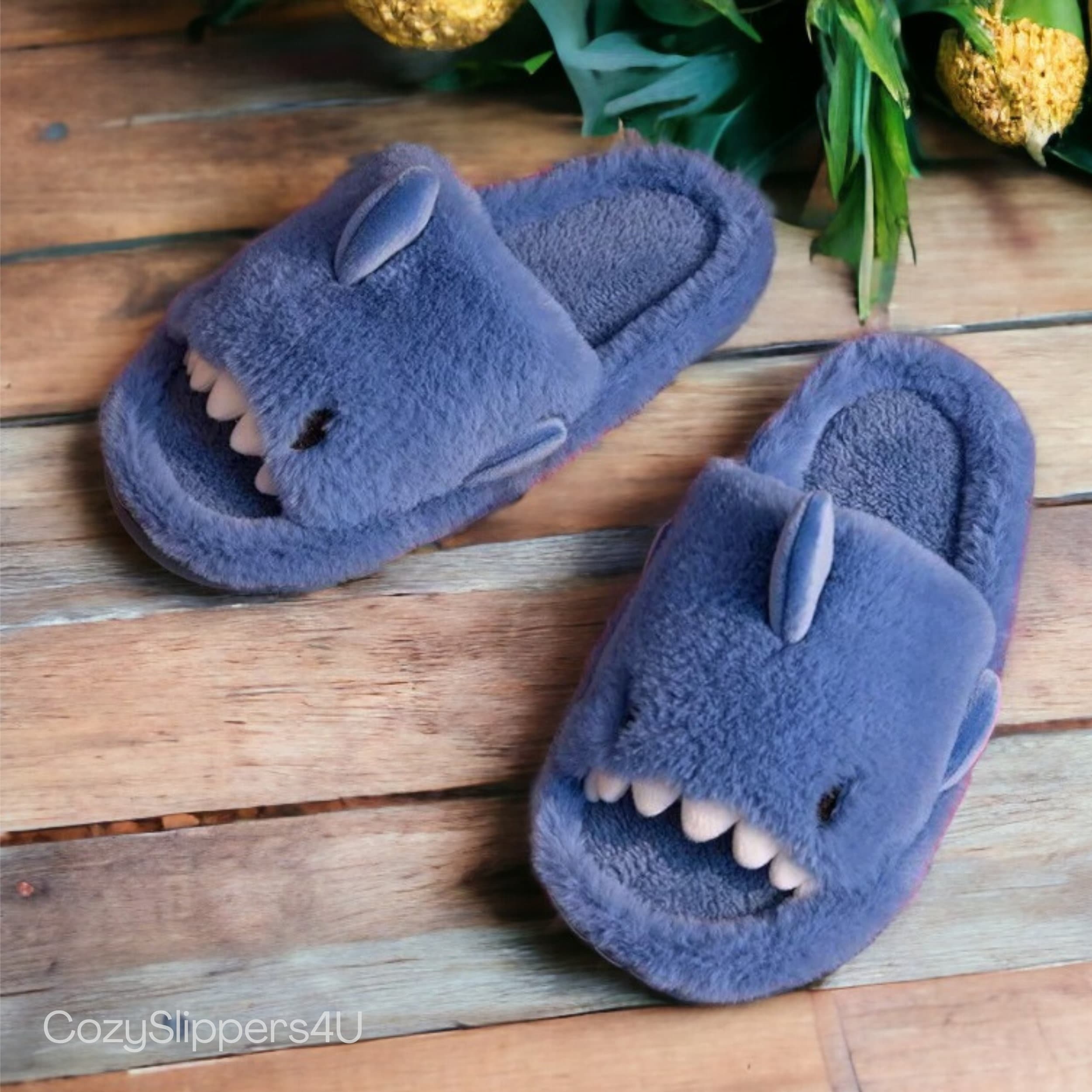 Cozy Shark Slippers with Rubber Sole - Cute and Funny Slides, Perfect Gifts