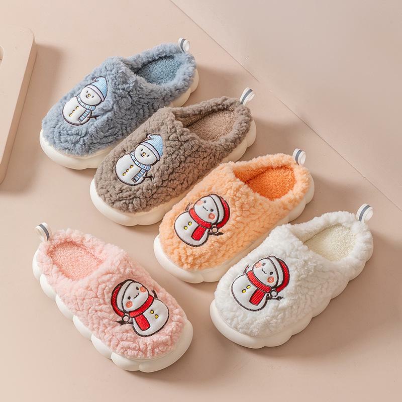 Cozy Snowman Plush Slippers for Men and Women - Perfect Holiday Gift for Christmas and Winter