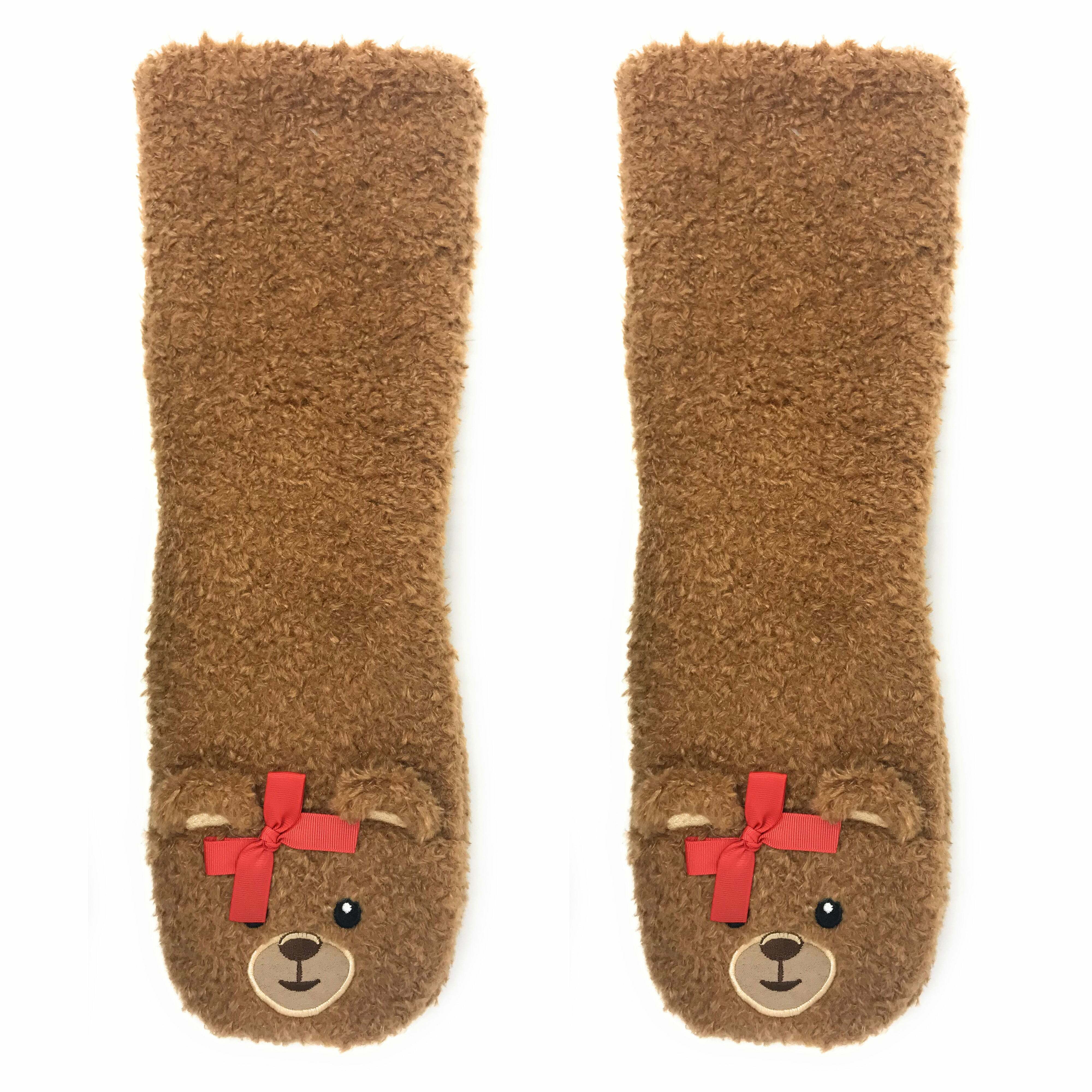 Cozy Teddy Bear Plush Slipper Socks - Perfect Gift for Halloween, Christmas, Valentine