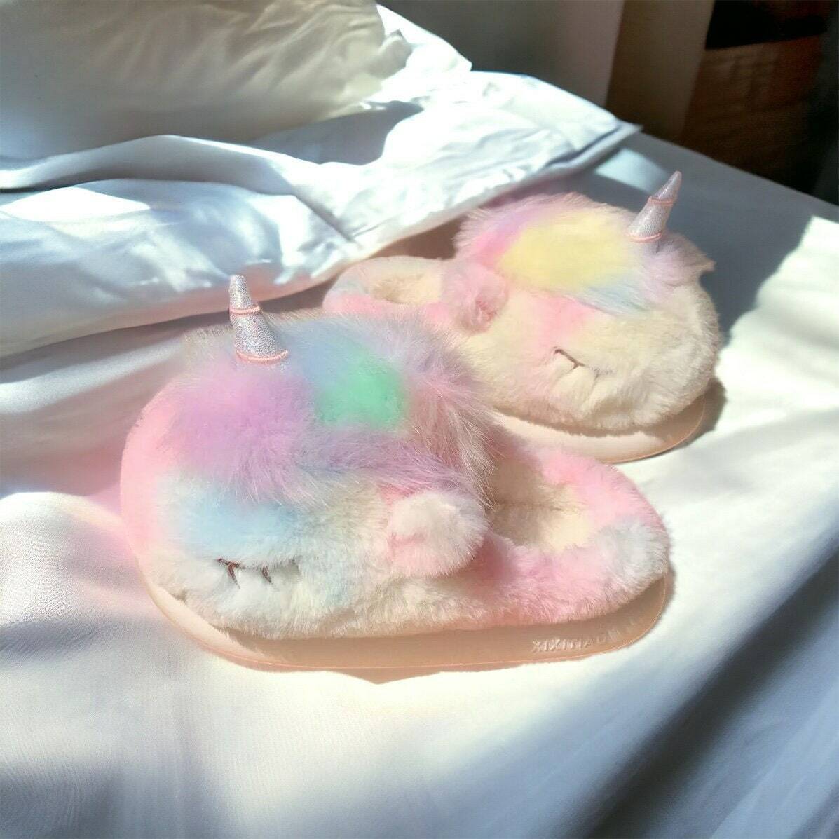 Cozy Unicorn Fluffy Slippers for Women - Perfect Gift for Halloween, Christmas, Valentine