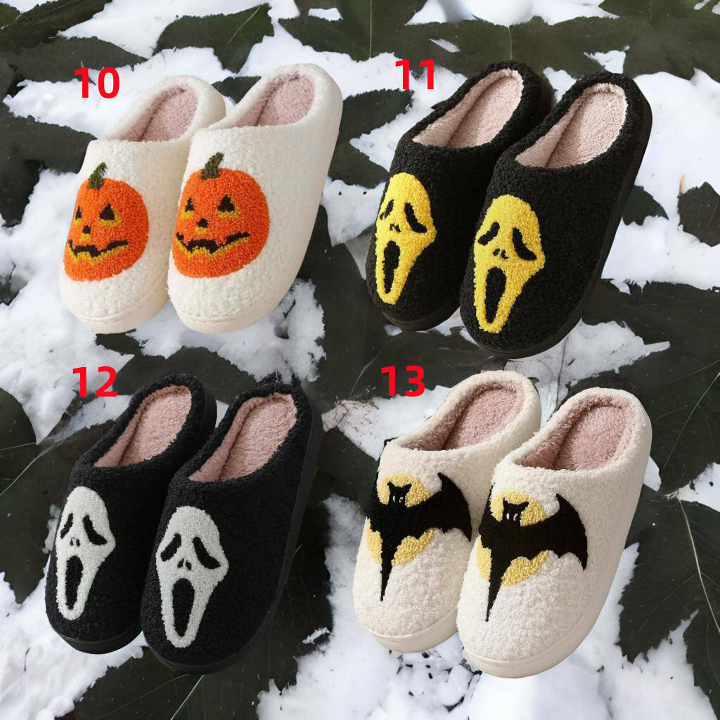 Cozy Unisex Winter Halloween Slippers for Couples - Thick-Soled Warm Indoor Footwear