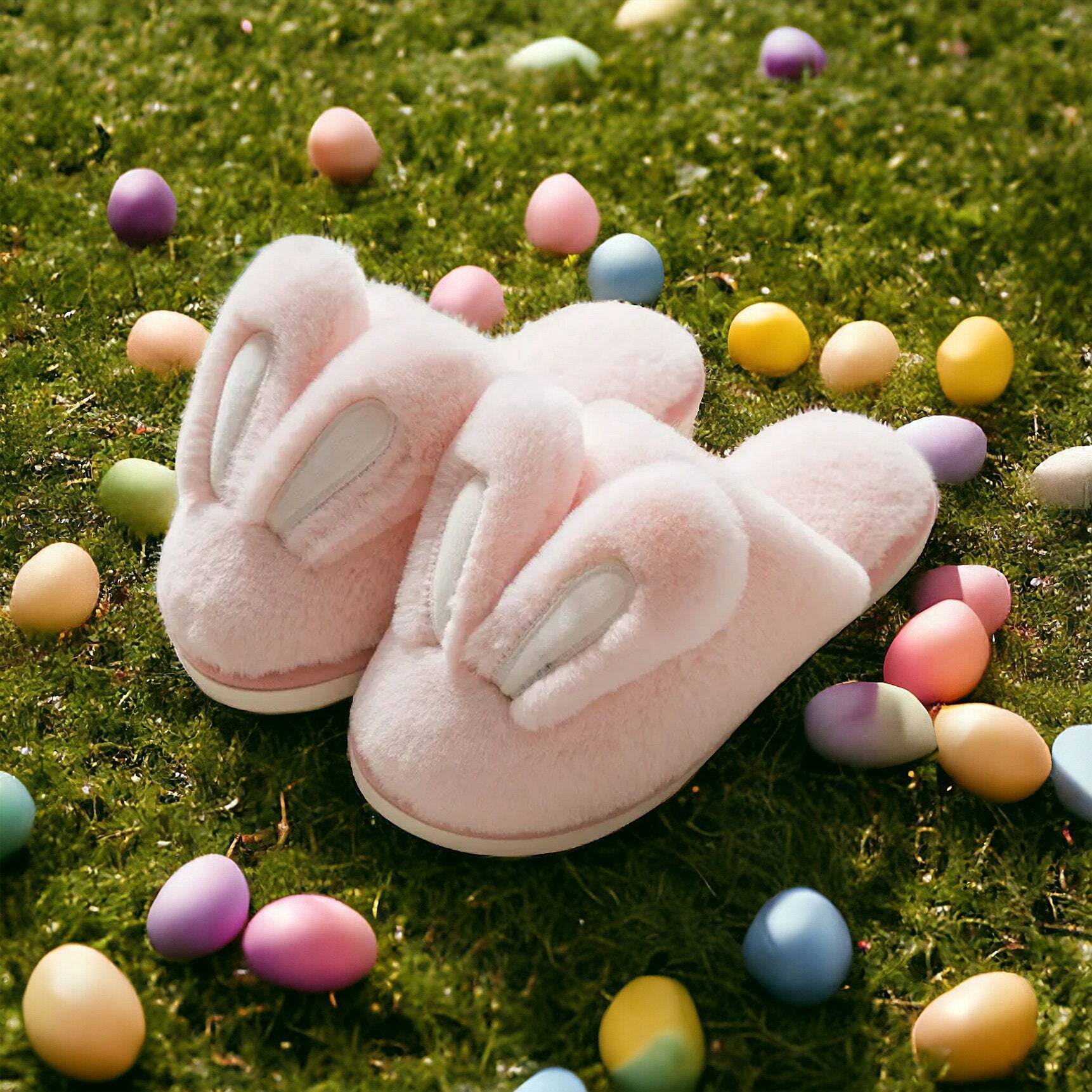 Cute Bunny Ears Fluffy Slippers for Women and Men - Perfect Gifts like Christmas, Easter