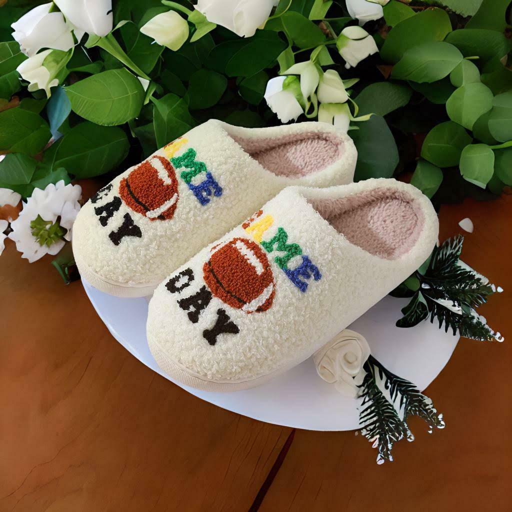 Cute Cartoon Football Winter Slippers for Couples - Cozy Home Footwear, Perfect Holiday Gift