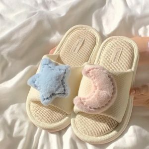 Cute Cartoon Moon and Sun Fluffy Slippers for Home - Perfect Gifts and Special Occasions