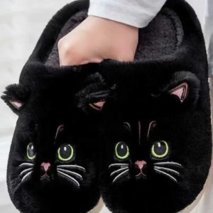 Cute Cat Fluffy Furry Slippers - Plush Platform Slides for Cozy Indoor Wear - Perfect Holiday Gift