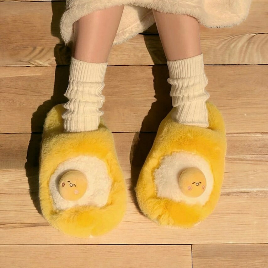 Cute Egg-Shaped Fuzzy Slippers for Cozy Comfort - Perfect Gifts and Special Occasions