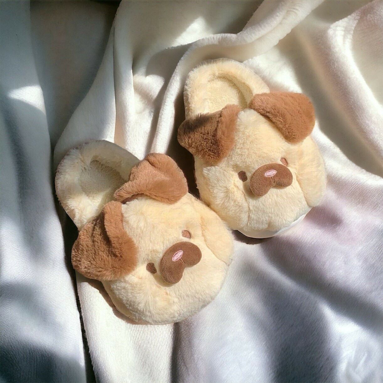 Cute Fluffy Dog Cartoon Slippers for Women and Men - Perfect Gifts like Christmas