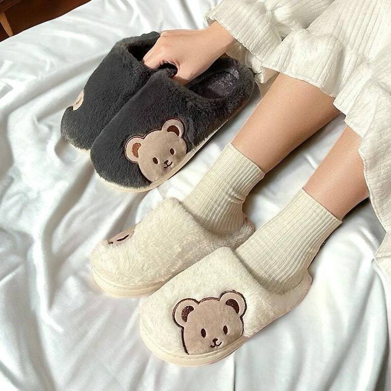 Cute Teddy Bear Fuzzy Slippers for Women and Men - Perfect Gifts and Special Occasions