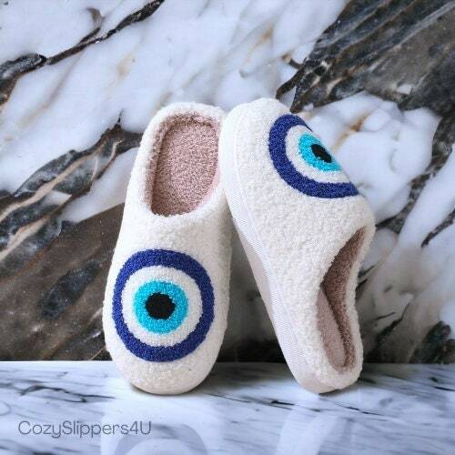 Evil Eye Flower House Slippers for Women - Cozy Slides Perfect for Holiday Gifting