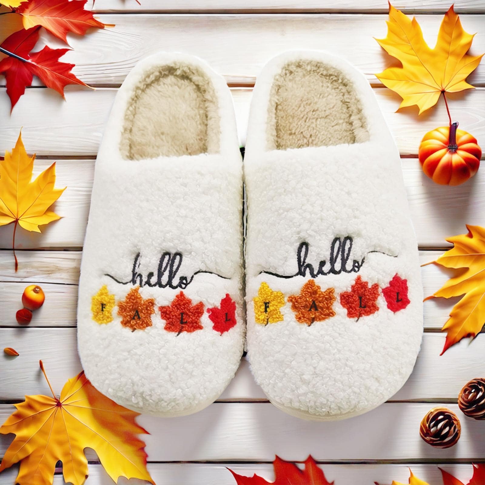 Fall Maple Women’s Slippers - Romantic Autumn Fashion for Thanksgiving and Holiday Gifting