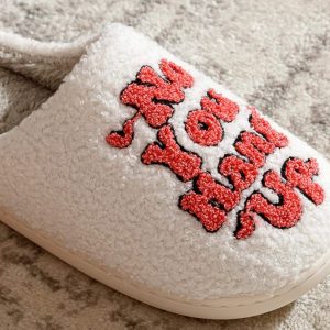 Fuzzy Embroidered Halloween Slippers - Cozy Plush House Shoes with Funny Face Design, Perfect Gift