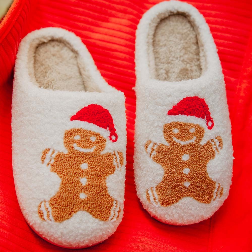 Gingerbread Man Women's Holiday Slippers - Perfect Gift for Christmas and Valentine