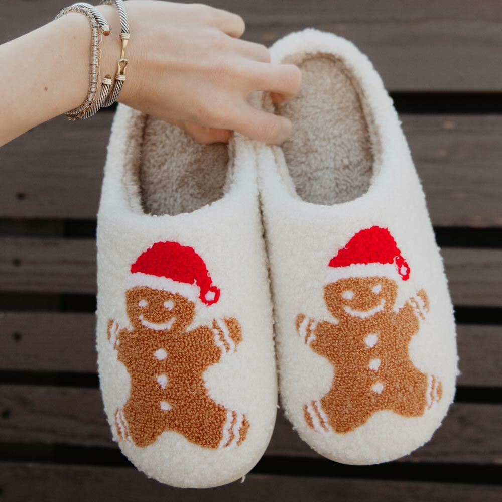 Gingerbread Man Women's Holiday Slippers - Perfect Gift for Christmas and Valentine