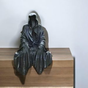 Gothic Black Resin Reaper Sitting Statue - Perfect Home Decor for Halloween and Holiday Gifts