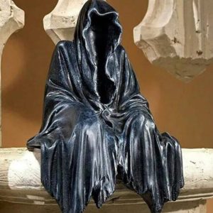 Gothic Black Resin Reaper Sitting Statue - Perfect Home Decor for Halloween and Holiday Gifts