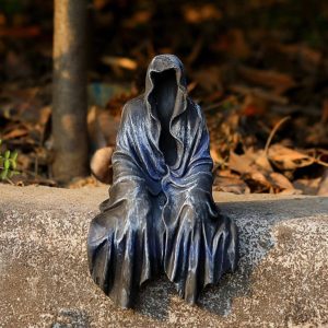 Gothic Black Resin Reaper Sitting Statue - Perfect Home Decor for Halloween and Holiday Gifts