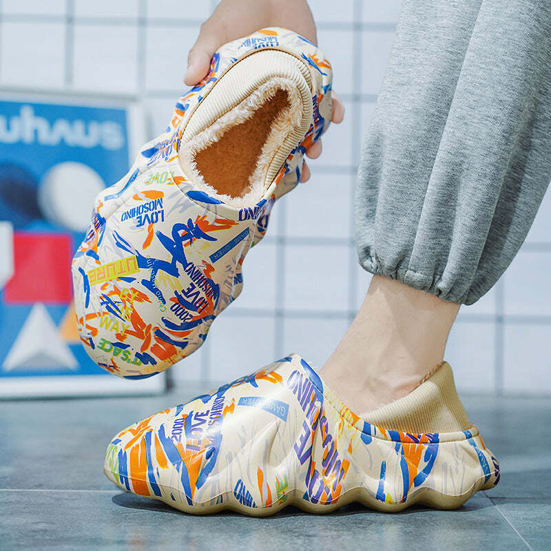 Graffiti-Inspired Slippers - Unique Gift for LoversHoliday Season, Perfect for Halloween & Christmas