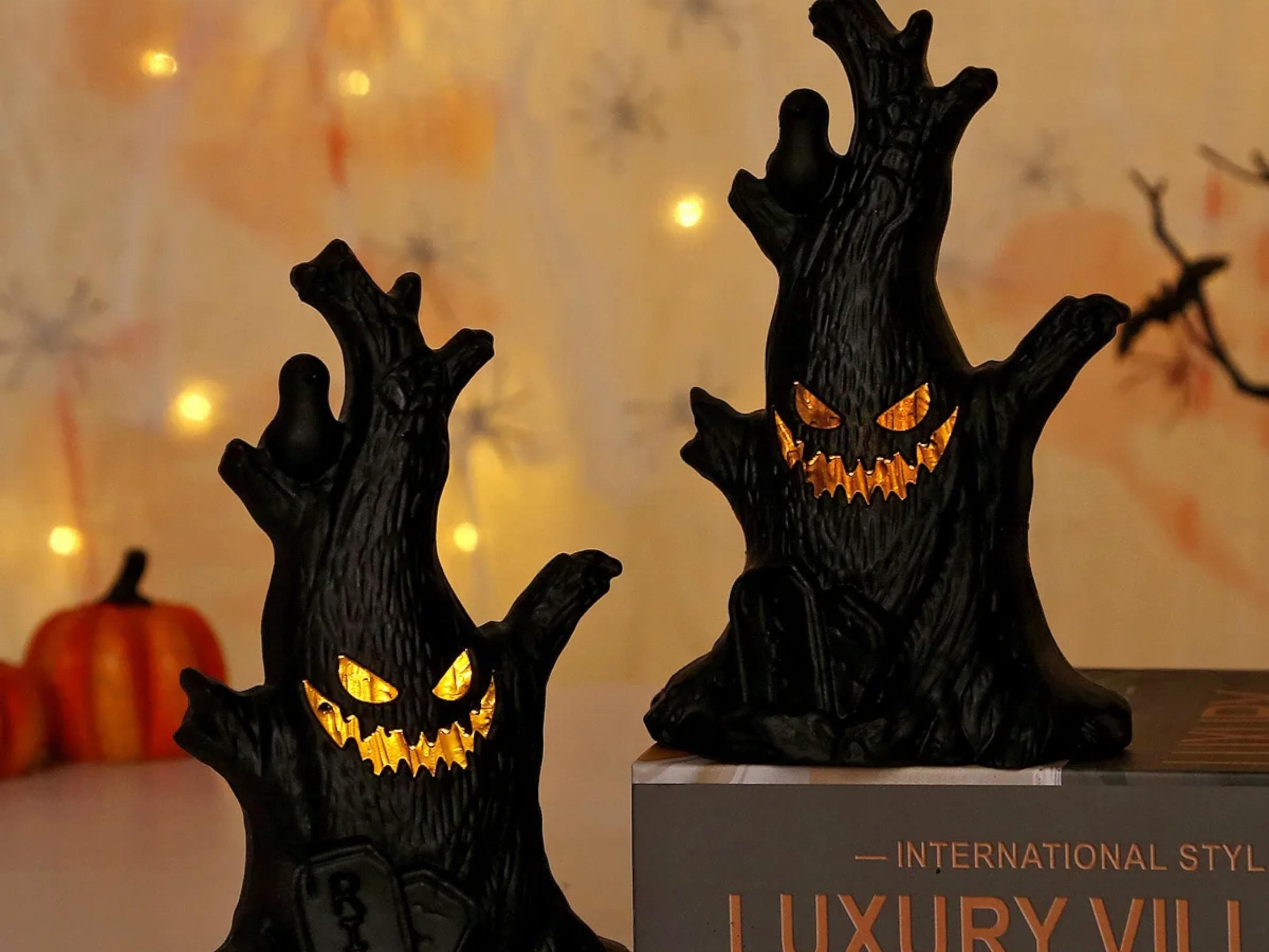 Halloween Ghost Tree LED Slippers - Spooky Glow Lights for Parties, Ideal Holiday Gift