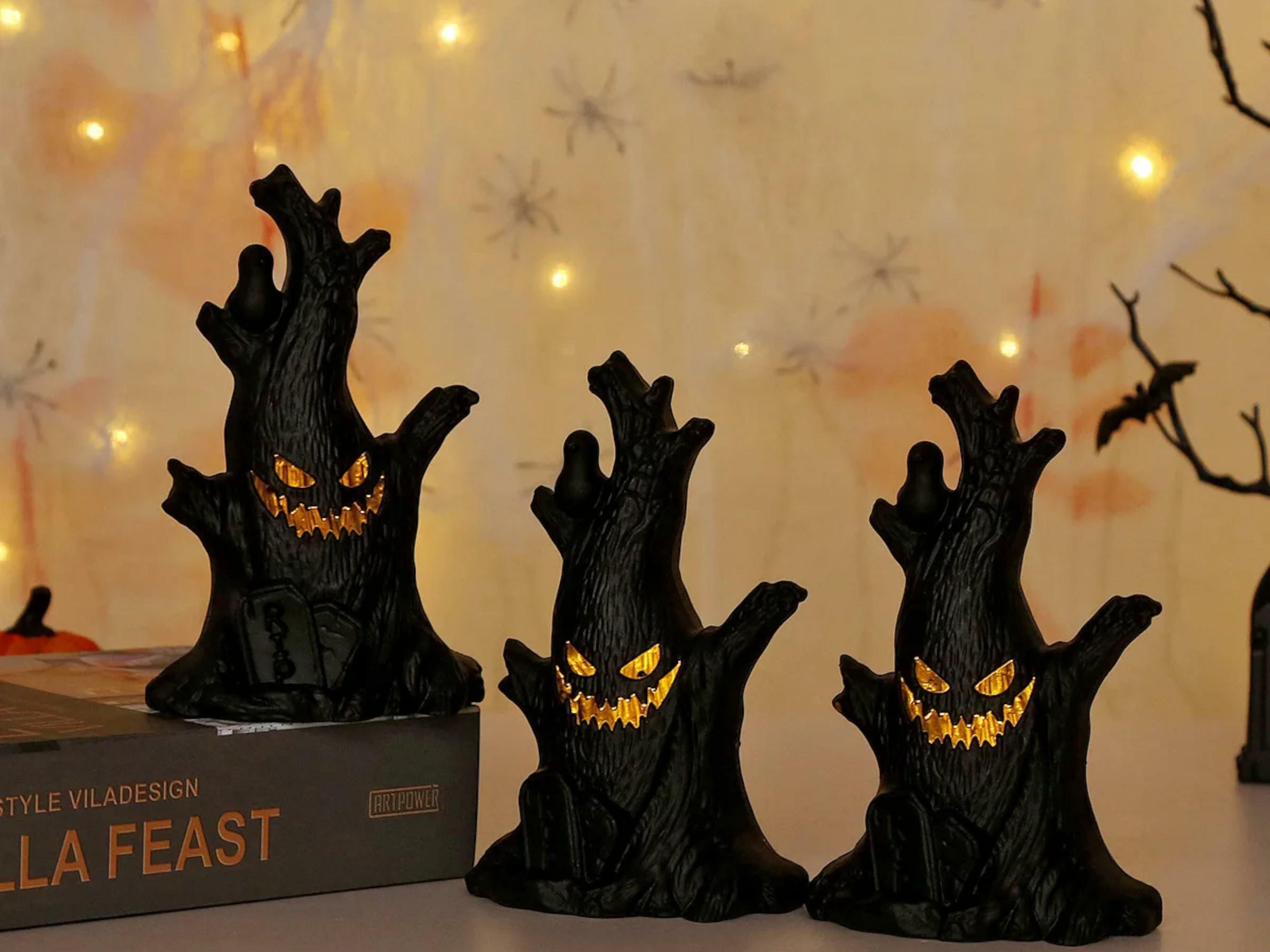 Halloween Ghost Tree LED Slippers - Spooky Glow Lights for Parties, Ideal Holiday Gift